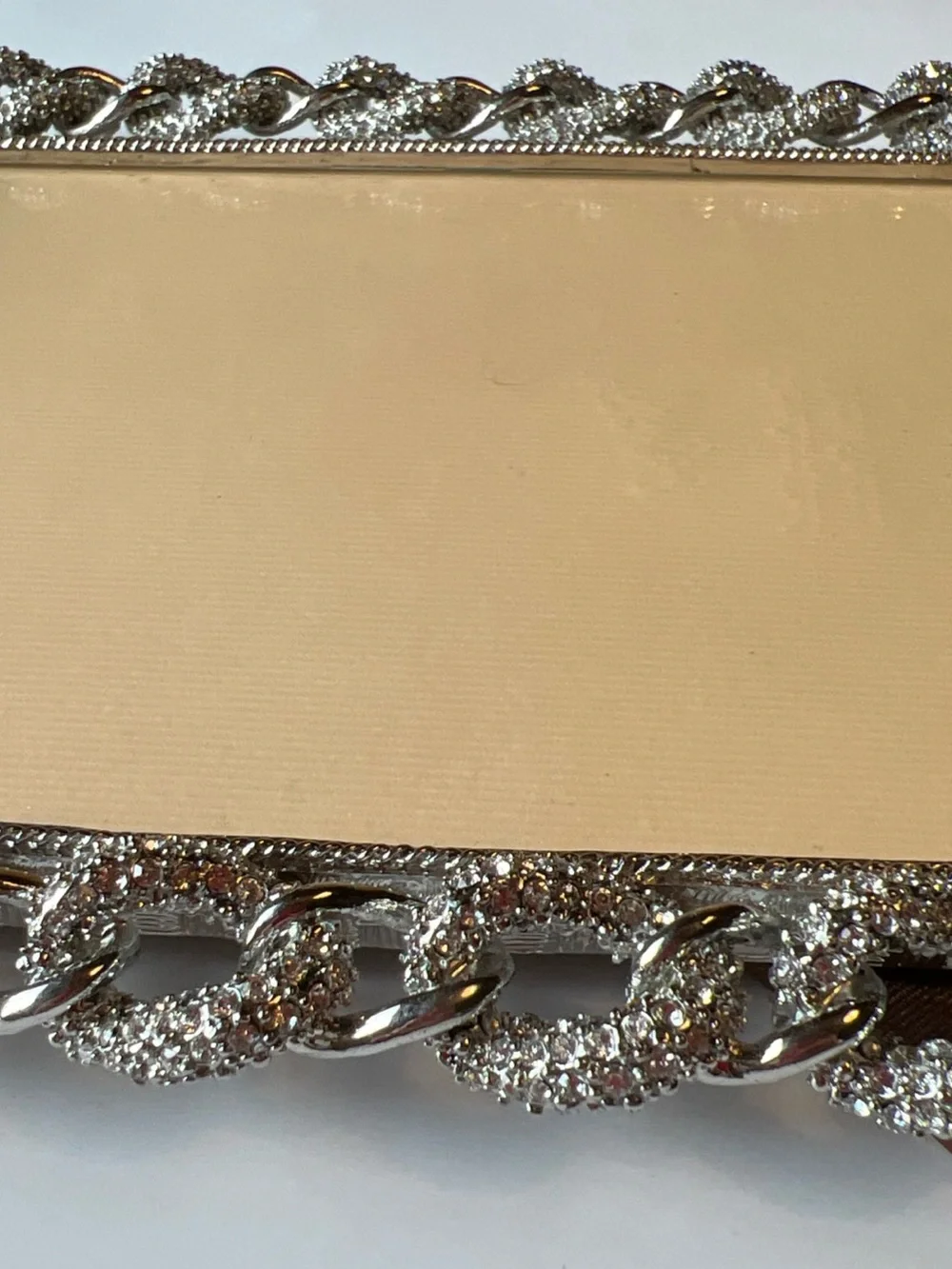 Tizo 5” x 7” Metal Tabletop Jeweled Link Picture Frame With Gift Box - Silver